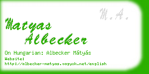 matyas albecker business card